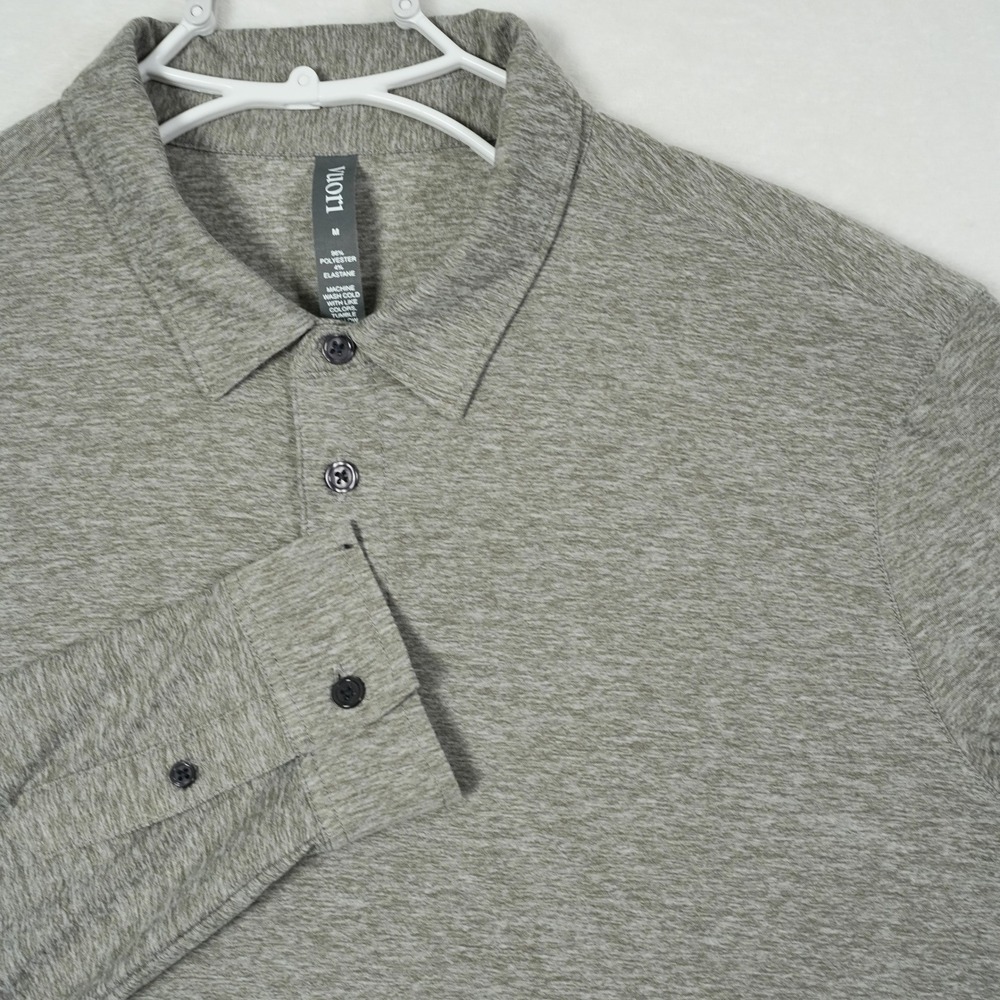 Vuori Strato Tech Mens Long Sleeve Polo Shirt Grey Stretch Performance V1006 M